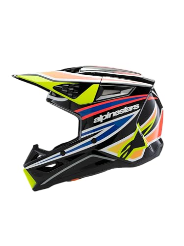 Alpinestars S-M3 Youth Moto Helmet (Black/Yellow Fluo/Blue/Red Glossy, Youth Medium)