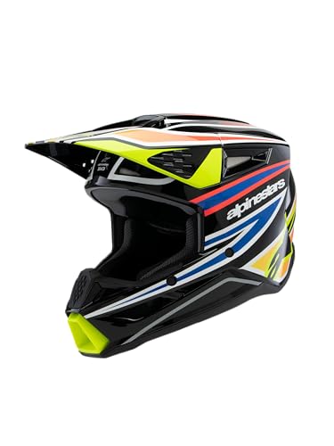 Alpinestars S-M3 Youth Moto Helmet (Black/Yellow Fluo/Blue/Red Glossy, Youth Medium)