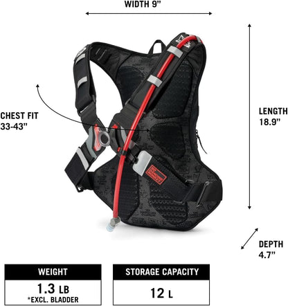 USWE Outlander Hydration Pack Back Pack Black/Carbon