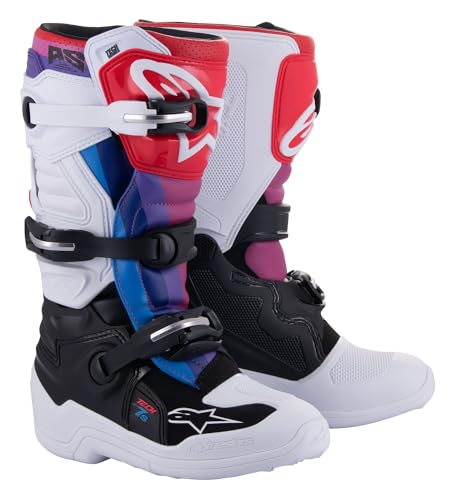 Alpinestars Tech 7S Youth Motocross Boots (White/Black/Rainbow, 7)