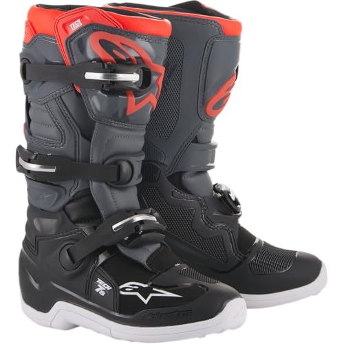 Alpinestars Unisex-Adult Youth Tech 7S Boots Grey/Red Sz 02 (Multi, 2 Big Kid)