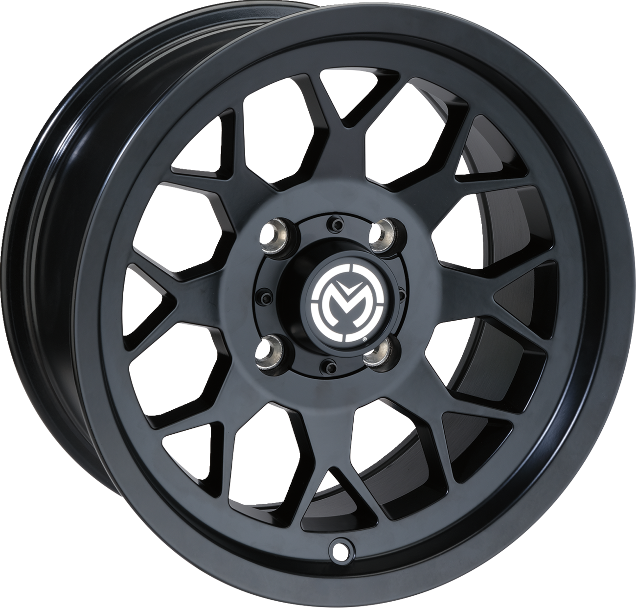 Moose Offroad 27X Wheel - 14x7 inches, Black Finish, 4/110 Bolt Pattern, 4+3 Offset, Part Number 27MO147110MB4