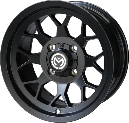 Moose Offroad 27X Black Wheel - 14x7 inch, 4/136 Bolt Pattern, 4+3 Offset - Part Number 27MO147136MB4