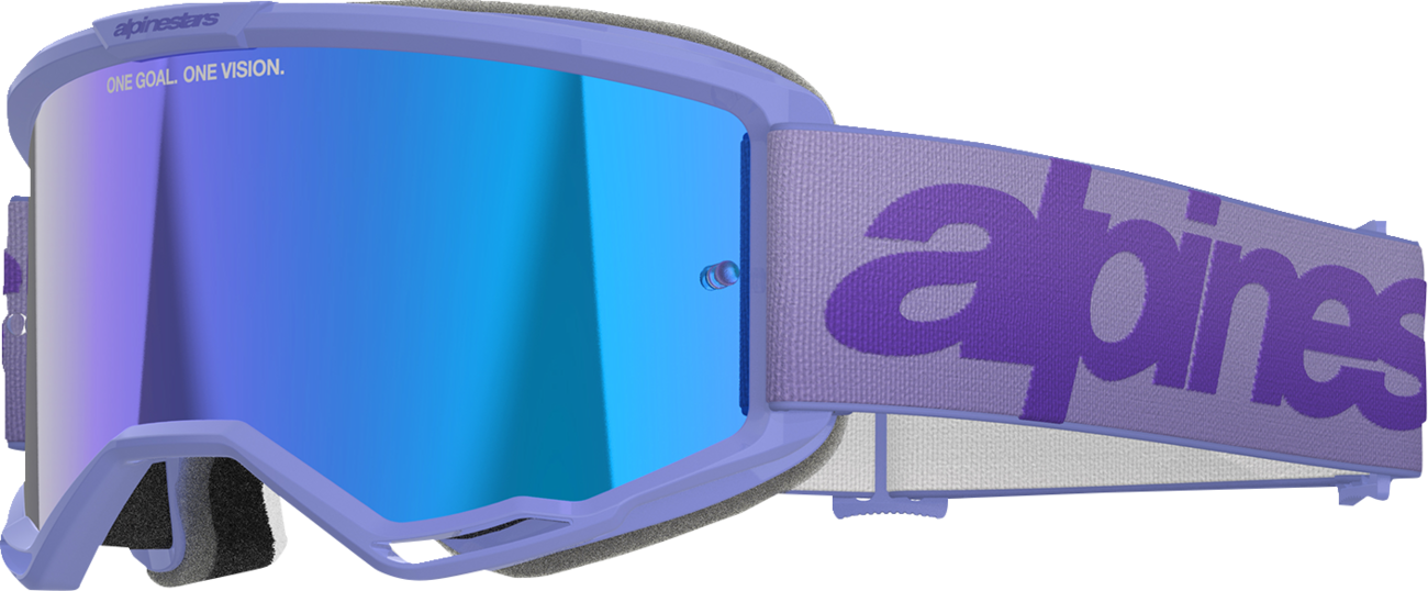 Alpinestars GOGGLES Vision 5 Goggle - Wordmark - Purple with Blue Mirror Lens, Part 5102425-3116