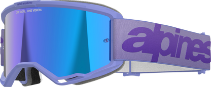 Alpinestars GOGGLES Vision 5 Goggle - Wordmark - Purple with Blue Mirror Lens, Part 5102425-3116