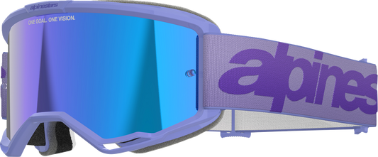 Alpinestars GOGGLES Vision 5 Goggle - Wordmark - Purple with Blue Mirror Lens, Part 5102425-3116