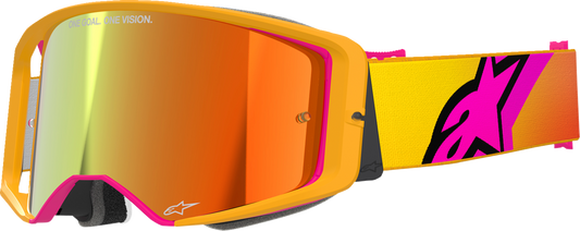 Alpinestars GOGGLES Supertech Goggle – ABS Vision Impact-Resistant Lens with Fluo Yellow Frame and Red Mirror Lens, Part 5100325-5023