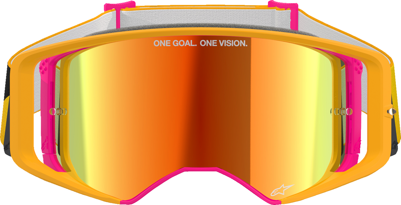Alpinestars GOGGLES Supertech Goggle – ABS Vision Impact-Resistant Lens with Fluo Yellow Frame and Red Mirror Lens, Part 5100325-5023