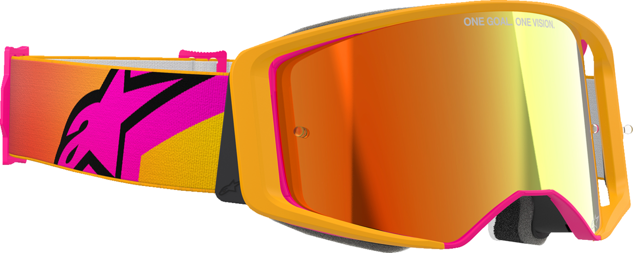 Alpinestars GOGGLES Supertech Goggle – ABS Vision Impact-Resistant Lens with Fluo Yellow Frame and Red Mirror Lens, Part 5100325-5023
