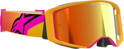 Alpinestars GOGGLES Supertech Goggle – ABS Vision Impact-Resistant Lens with Fluo Yellow Frame and Red Mirror Lens, Part 5100325-5023