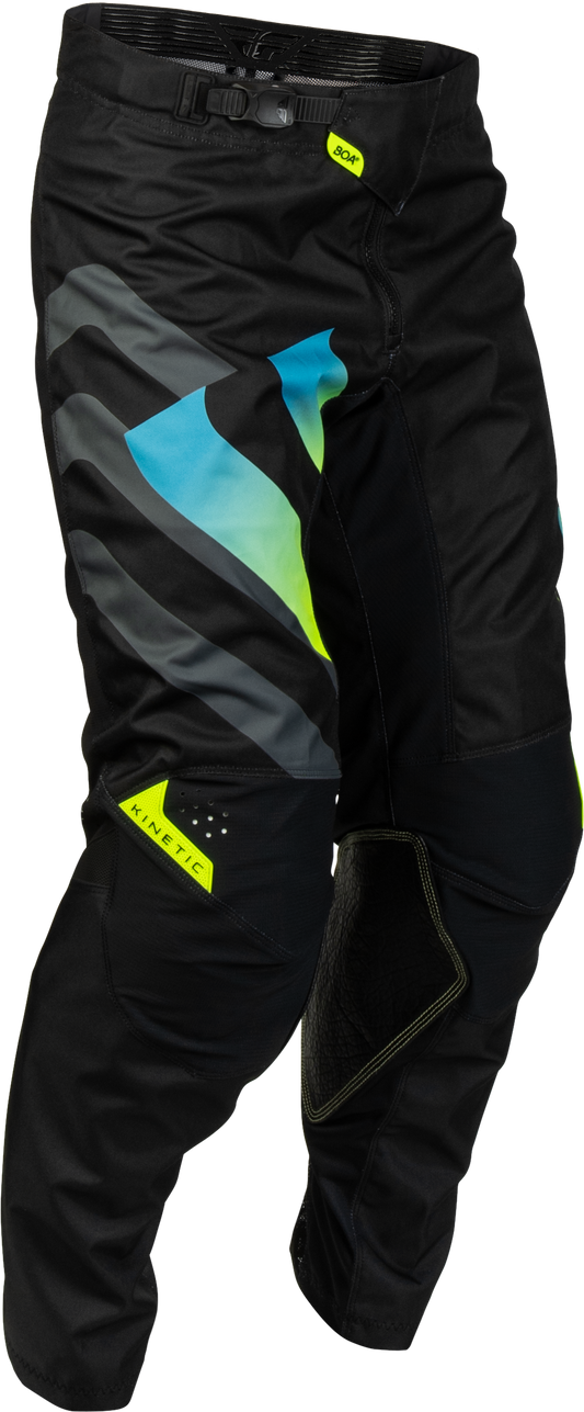 Kinetic Volt Pants Black/Grey/Teal/Yellow Sz 28