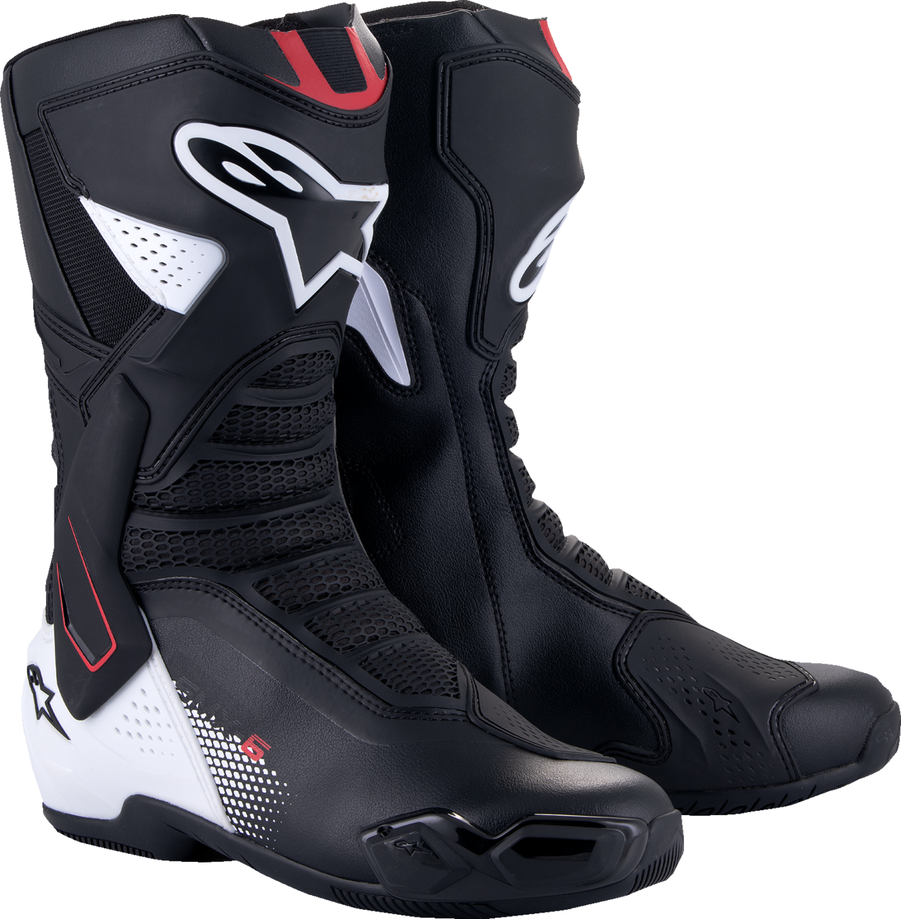 Alpinestars SMX-6 V3 Motorcycle Racing Boots - Black, White & Red Graphic, US 8 / EU 42