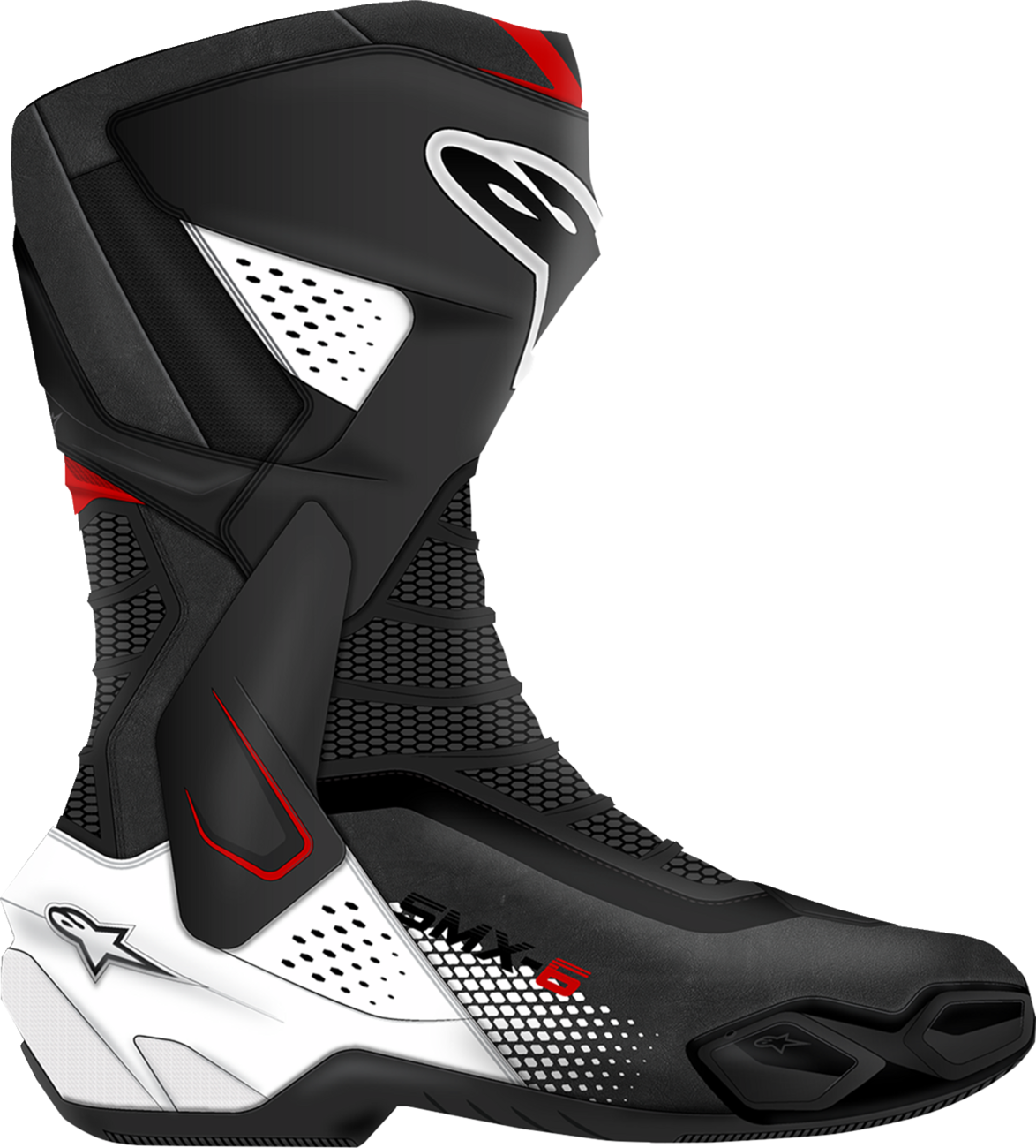 Alpinestars SMX-6 V3 Race and Performance Motorcycle Boots - Black/White/Red Graphic, US 9.5 / EU 44