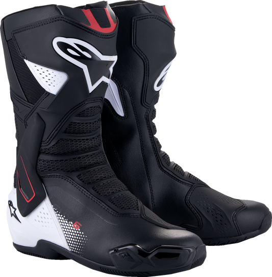 Alpinestars SMX-6 V3 Racing Motorcycle Boots - Black, White & Red Graphic, US Size 11.5 / EU 46