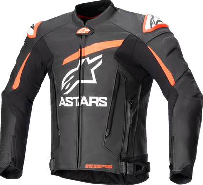 Alpinestars GP Plus V4 Leather Motorcycle Jacket - Black/Red Fluo/White, US 48 / EU 58