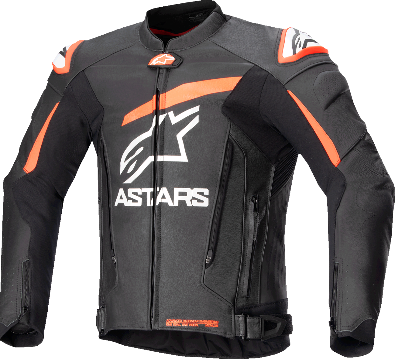 Alpinestars GP Plus v4 Leather Motorcycle Jacket - Black, Fluo Red & White, US 46 / EU 56 - Part 3100524-1321-56