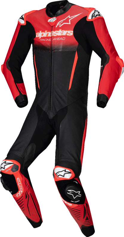 Alpinestars GP-R7 1-Piece Leather Suit for Racing and Track Days - Black/Mid Red, US 40 / EU 50, Part #3150125-1405-50