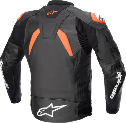 Alpinestars GP Plus v4 Leather Motorcycle Jacket – Black/Red Fluo/White, US 44 / EU 54 – Part #3100524-1321-54