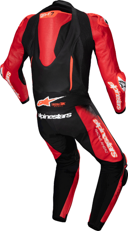 Alpinestars GP-R7 1-Piece Leather Suit for Racing and Track Days - Black/Mid Red, US 40 / EU 50, Part #3150125-1405-50