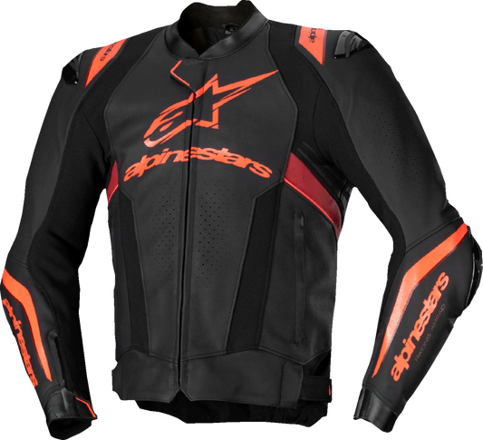 Alpinestars Missile v3 Ignition Leather Jacket - Black/Red Fluo / Dark Red for Racing & Street - US 48 / EU 58