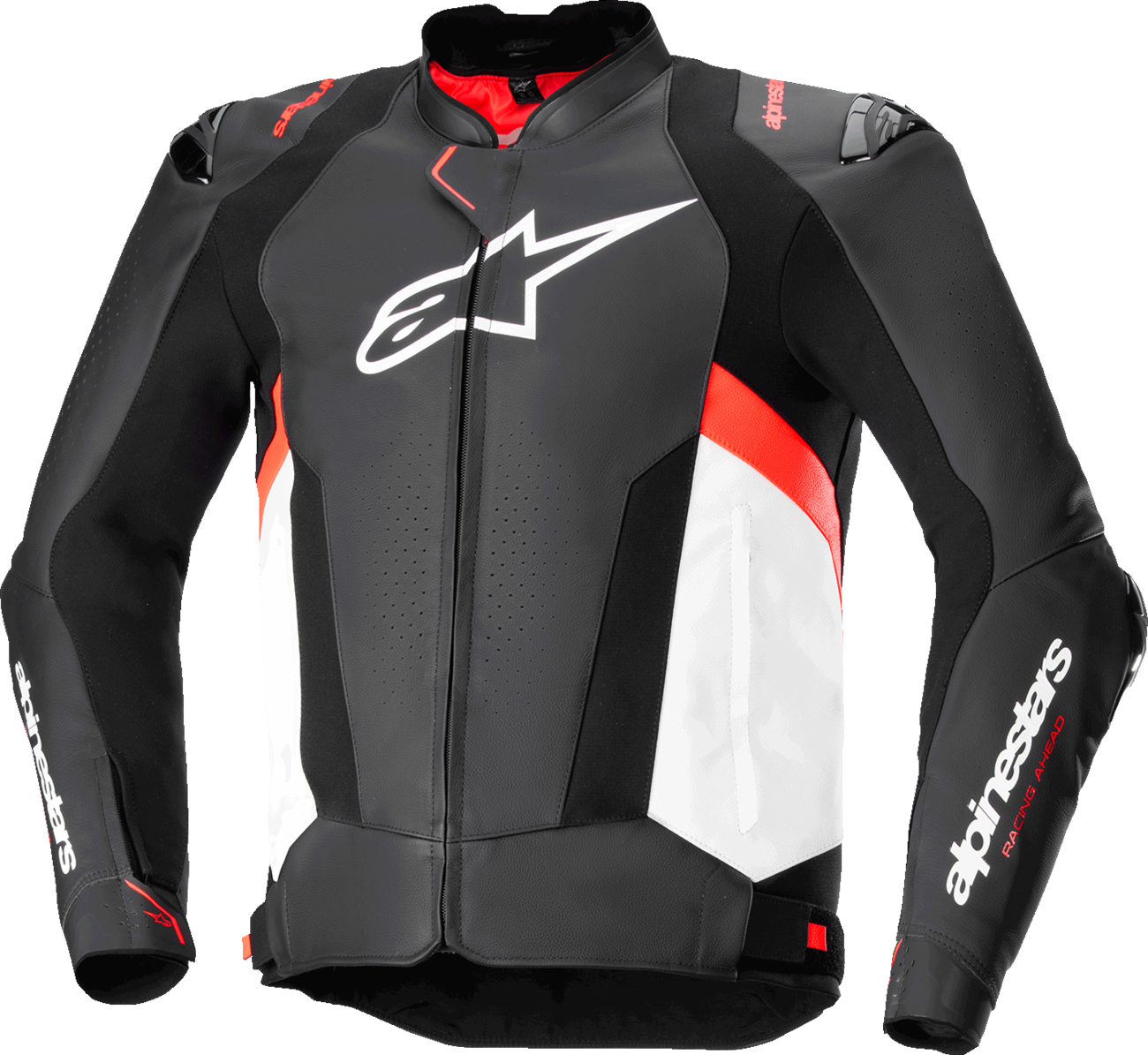 Alpinestars Missile v3 Leather Jacket – Black/White/Red Fluo, US 40 / EU 50, Part No. 3100125-1231-50