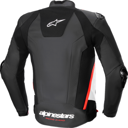 Alpinestars Missile v3 Leather Jacket – Black/White/Red Fluo, US 40 / EU 50, Part No. 3100125-1231-50