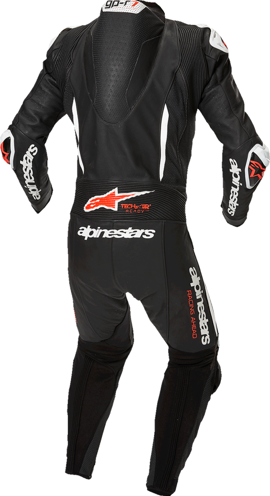 Alpinestars GP-R7 1-Piece Leather Suit - Black/White/Red Fluo US 46 / EU 56 (Part #3150125-1231-56)