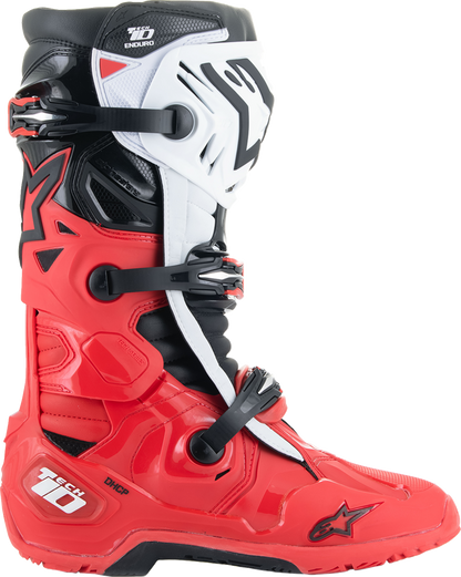 ALPINESTARS Tech 10 Enduro Boots - Bright Red/Black/White - US 10 / EU 44.5 2010025-3016-10