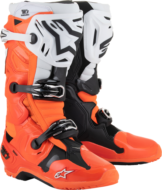ALPINESTARS Tech 10 Enduro Boots - Fluorescent Orange/Black/White - US 8 / EU 42 2010025-4512-8