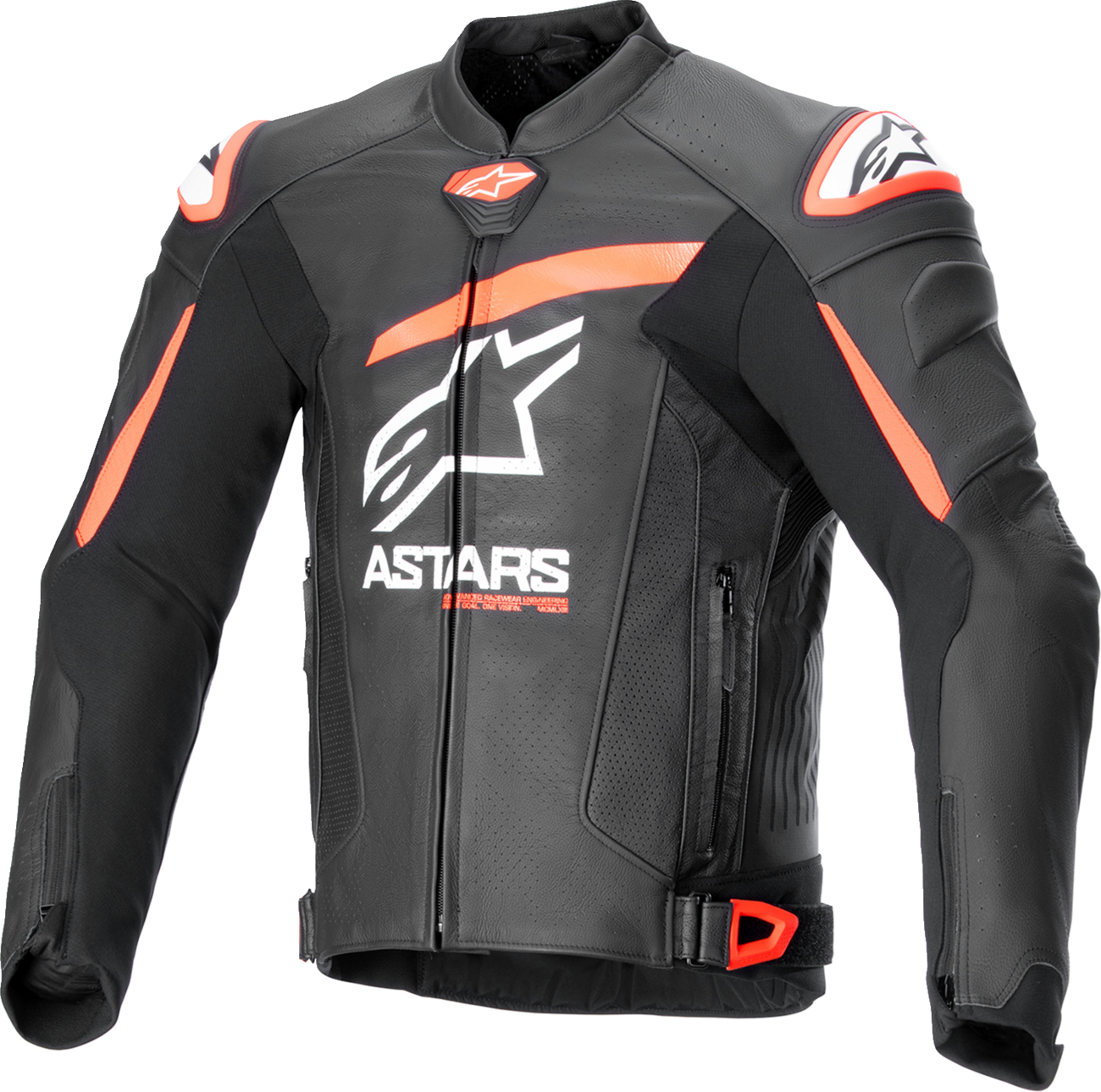Alpinestars GP Plus R v4 Airflow Leather Motorcycle Jacket - Black/Red Fluo/White, US 42 / EU 52