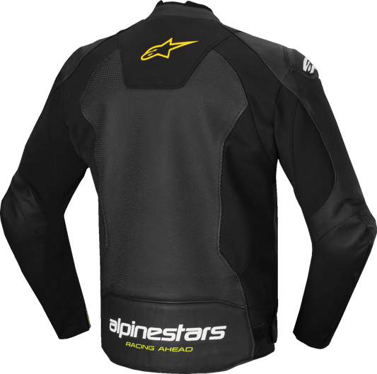 Alpinestars Faster v3 Airflow Leather Jacket - Black, White & Yellow Fluo, US 38 / EU 48 (Part #3103625-125-48)