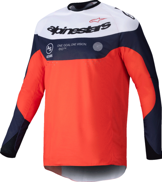 Alpinestars Pro-Dura Long-Sleeve Jersey Navy/Hot Orange/White - Small, Part Number 3760125-7162-S