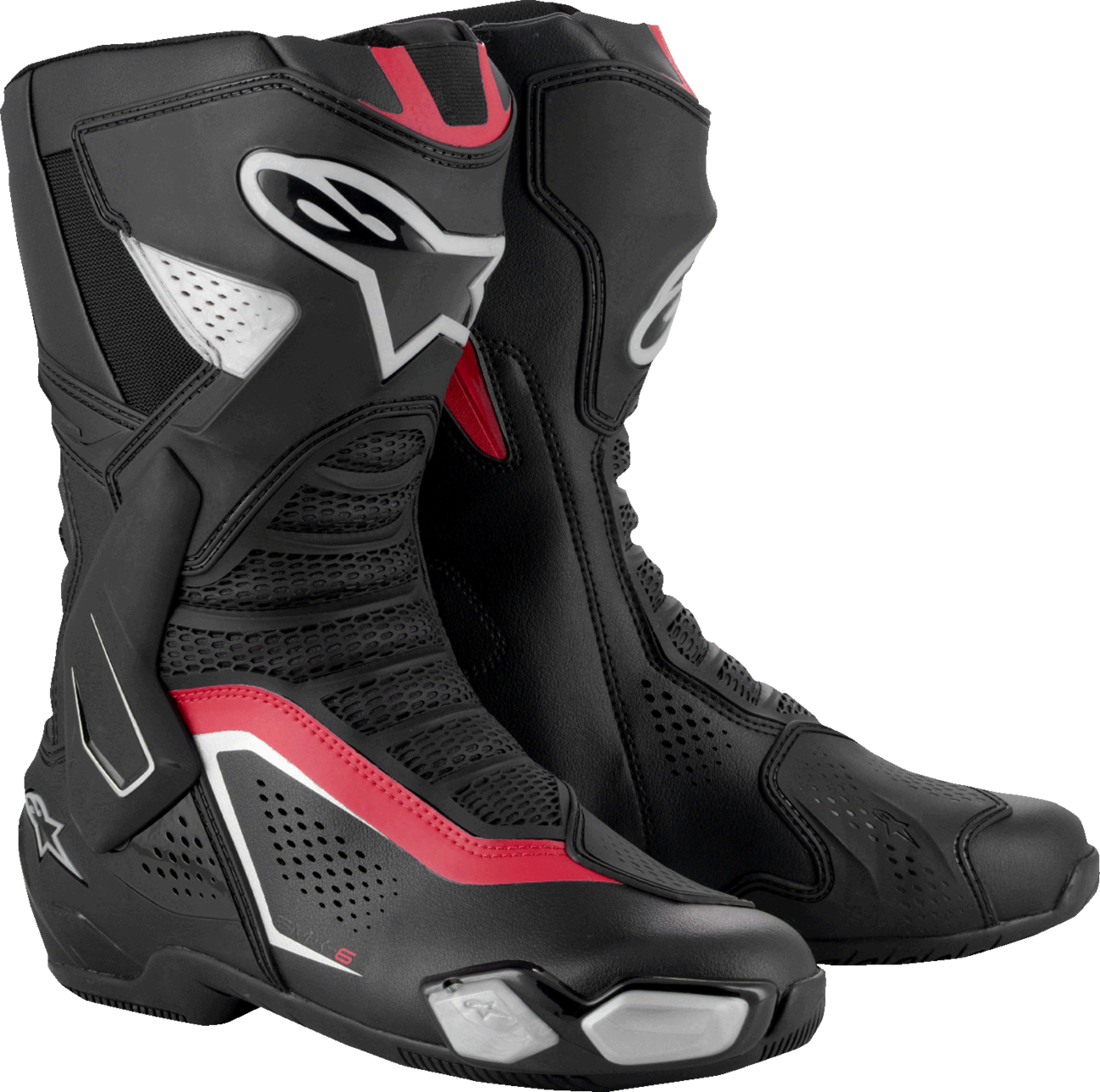 Alpinestars SMX-6 V3 Vented Motorcycle Boots - Black, Silver, Red | Size US 12 / EU 47