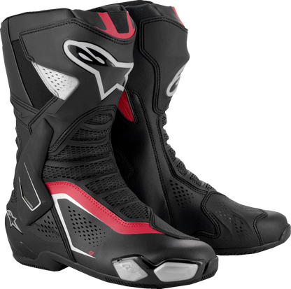 Alpinestars SMX-6 V3 Vented Motorcycle Boots - Black, Silver, Red | Size US 12 / EU 47