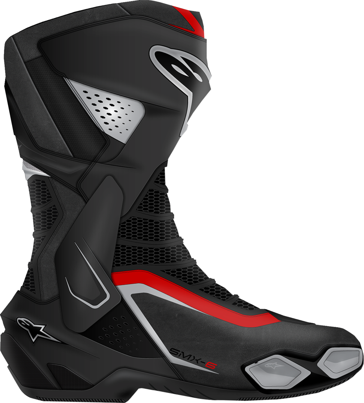 Alpinestars SMX-6 V3 Racing Motorcycle Boots – Black/Silver/Red, US 12 / EU 47, Part #2223025-199-47