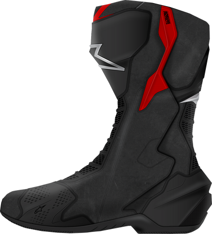 Alpinestars SMX-6 V3 Racing Motorcycle Boots – Black/Silver/Red, US 12 / EU 47, Part #2223025-199-47