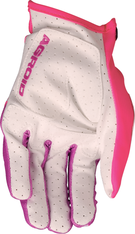 Moose Offroad Agroid™ Pro Gloves Small - Pink/White, Lightweight Stretch Polyester Backhand with Synthetic Leather Palm