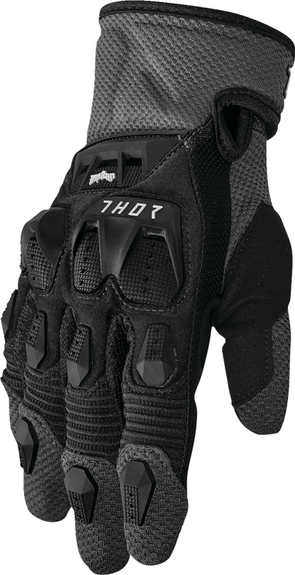 THOR Terrain Gloves Black/Charcoal XS - Durable Mesh and Airprene Construction