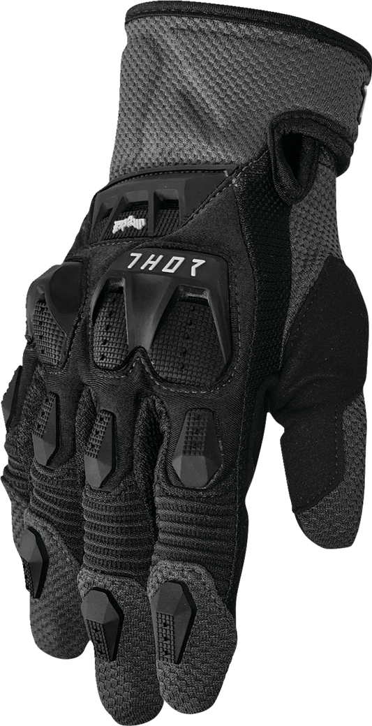 THOR Terrain Gloves Black/Charcoal XS - Durable Mesh and Airprene Construction