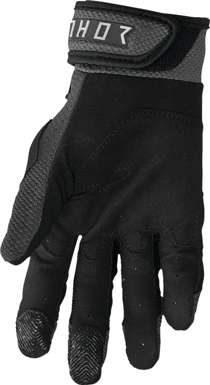 THOR Terrain Gloves Black/Charcoal XS - Durable Mesh and Airprene Construction