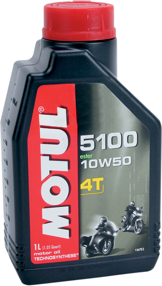 MOTUL 5100 4T Synthetic Blend Oil - 10W-50 - 1L, Part Number 104074