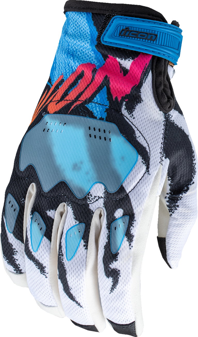 ICON Hooligan™ Rad Dawn Gloves - White, Medium (Part #3301-4852)