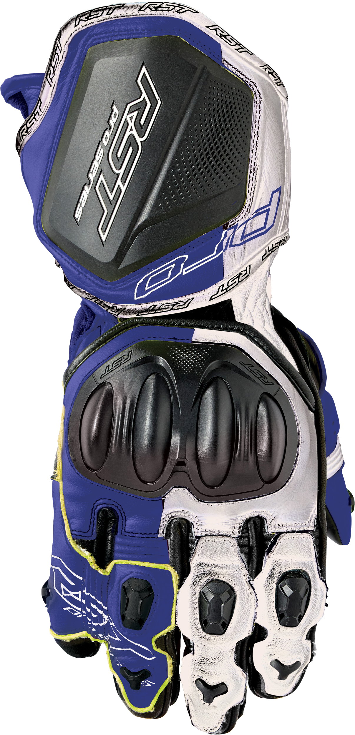 RST Pro Series GP D3O Gloves White/Blue Leather Small with Carbon Fiber Knuckle Protection