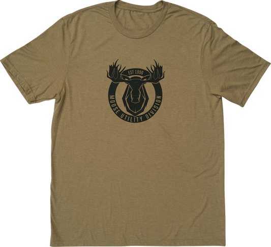 Moose Offroad Mud Badge T-Shirt in Brown – Small with Screen Printed Graphic