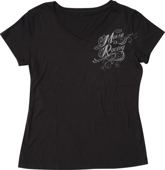 Moose Offroad Women's Flourish Script T-Shirt - Black, Part Number 3031-4285