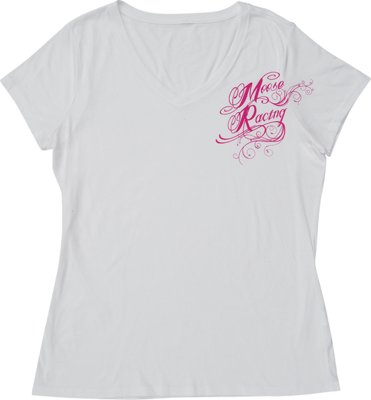 Moose Offroad Women's Flourish Script T-Shirt - White - Small, Part Number 3031-4288