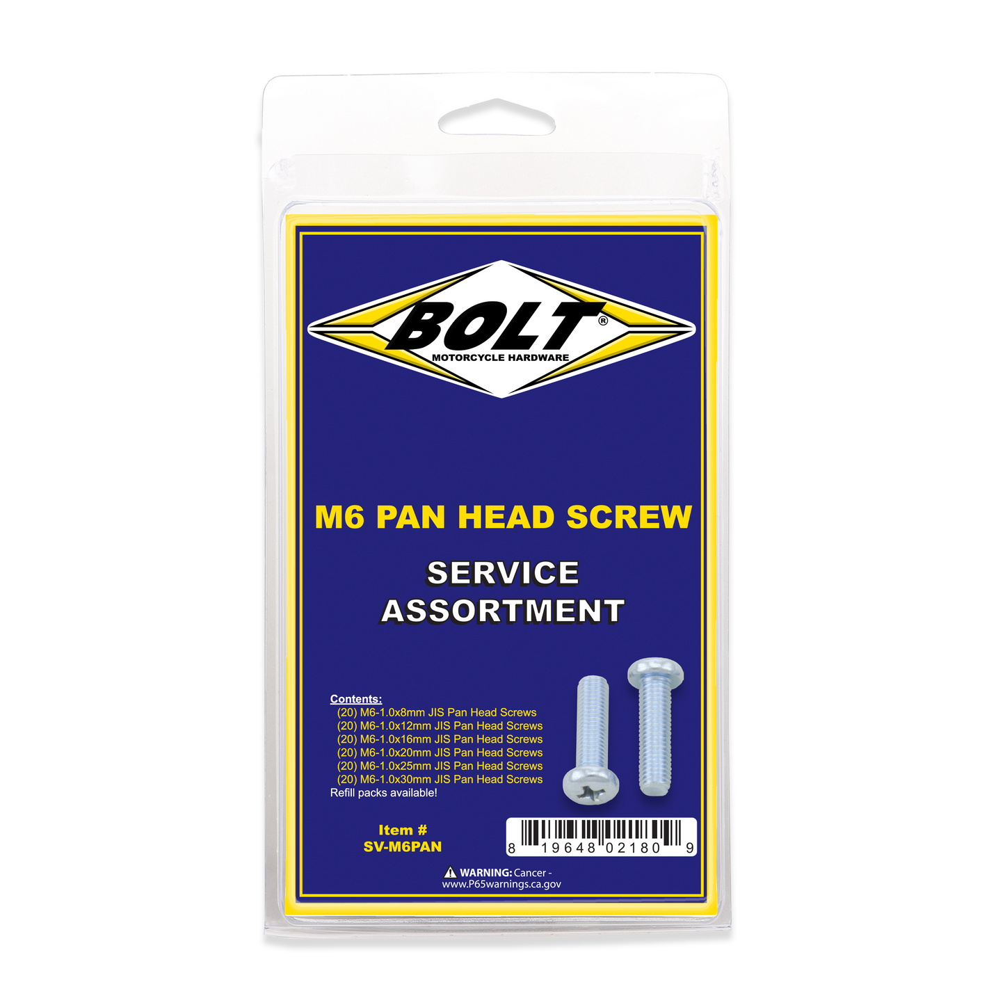 BOLT SV-M6PAN M6 Pan Head Phillips Assortment Kit, 120 Pieces