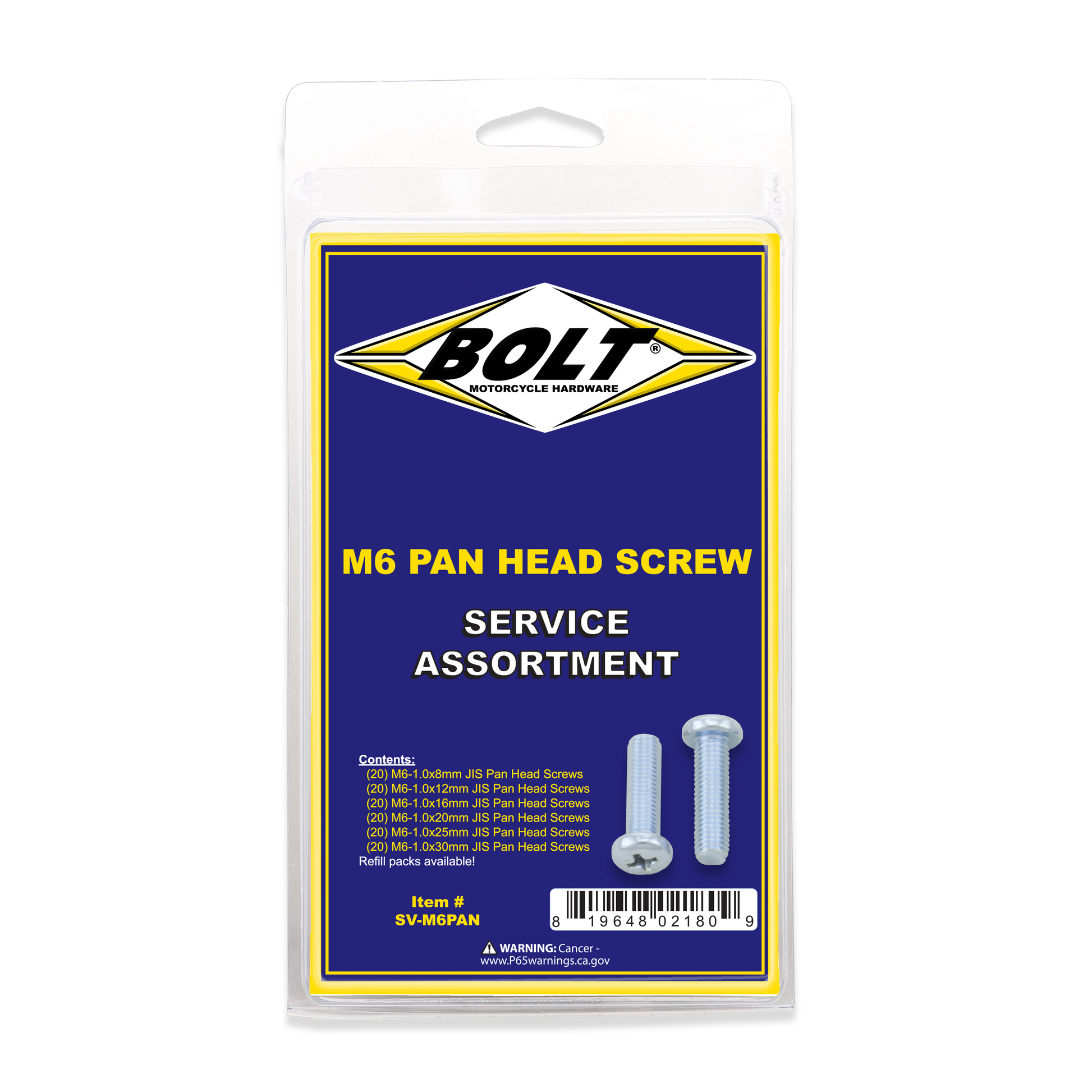 BOLT SV-M6PAN M6 Pan Head Phillips Assortment Kit, 120 Pieces