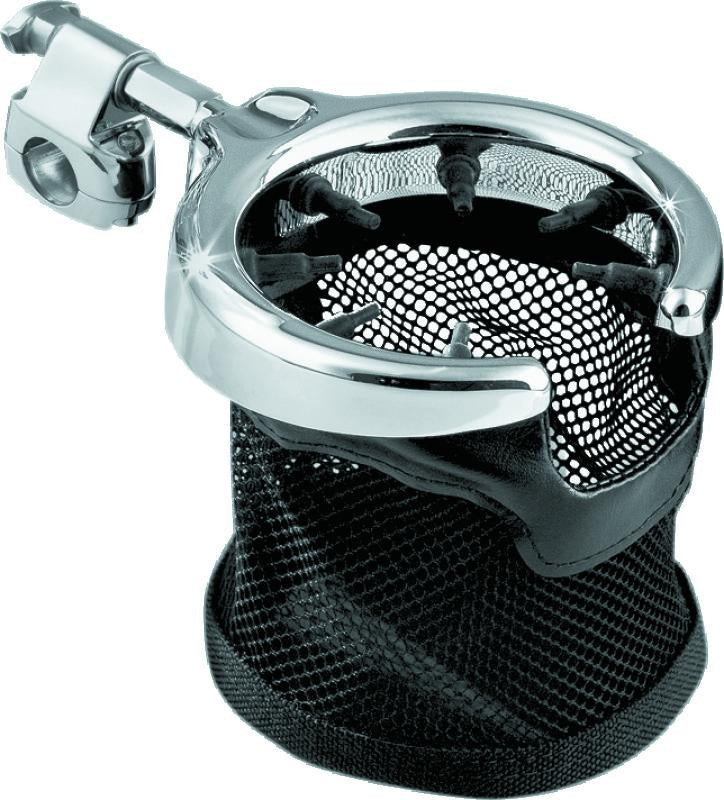 Kuryakyn Universal Passenger Drink Holder with Basket in Black and Chrome, Part No. kur1484