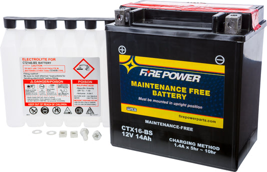 FIRE POWER CTX16-BS Sealed Maintenance-Free Motorcycle and ATV Battery